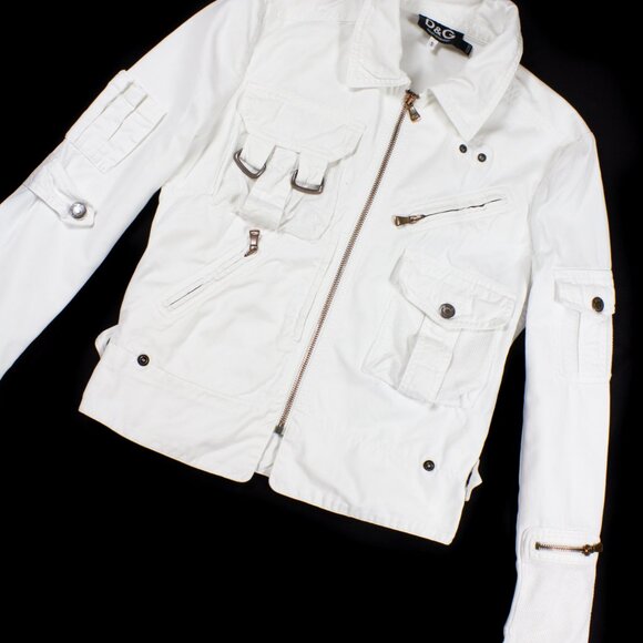 VINTAGE WHITE MULTIPOCKET D&G JACKET WHITE DENIM - Picture 2 of 8